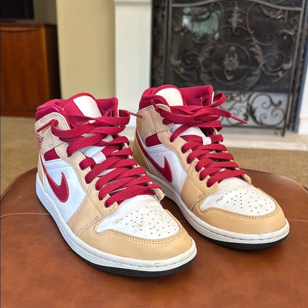 Jordan 1 Mid Curry Cardinal